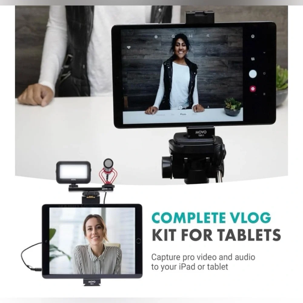 Tablet iPad Vlogging Kit - You Tube Starter Kit Microphone Tripod & more ALL NIB
